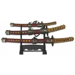 SET DE MINI KATANAS SAMURAI TOLE 10 IMPERIAL 32483