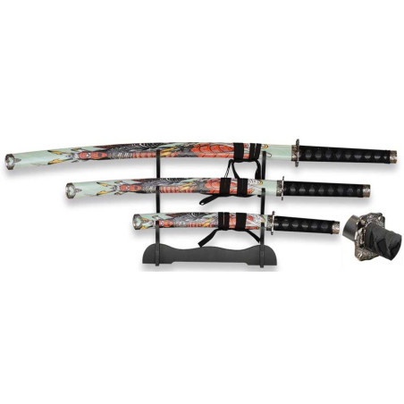 SET DE KATANAS SAMURAIS TOLE 10 IMPERIAL 32587