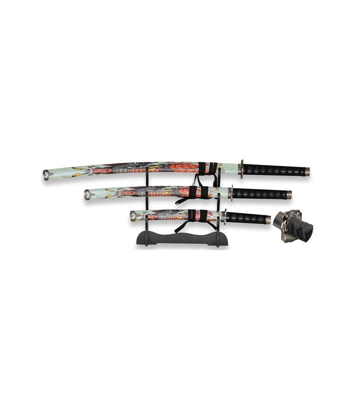 SET DE KATANAS SAMURAIS TOLE 10 IMPERIAL 32587