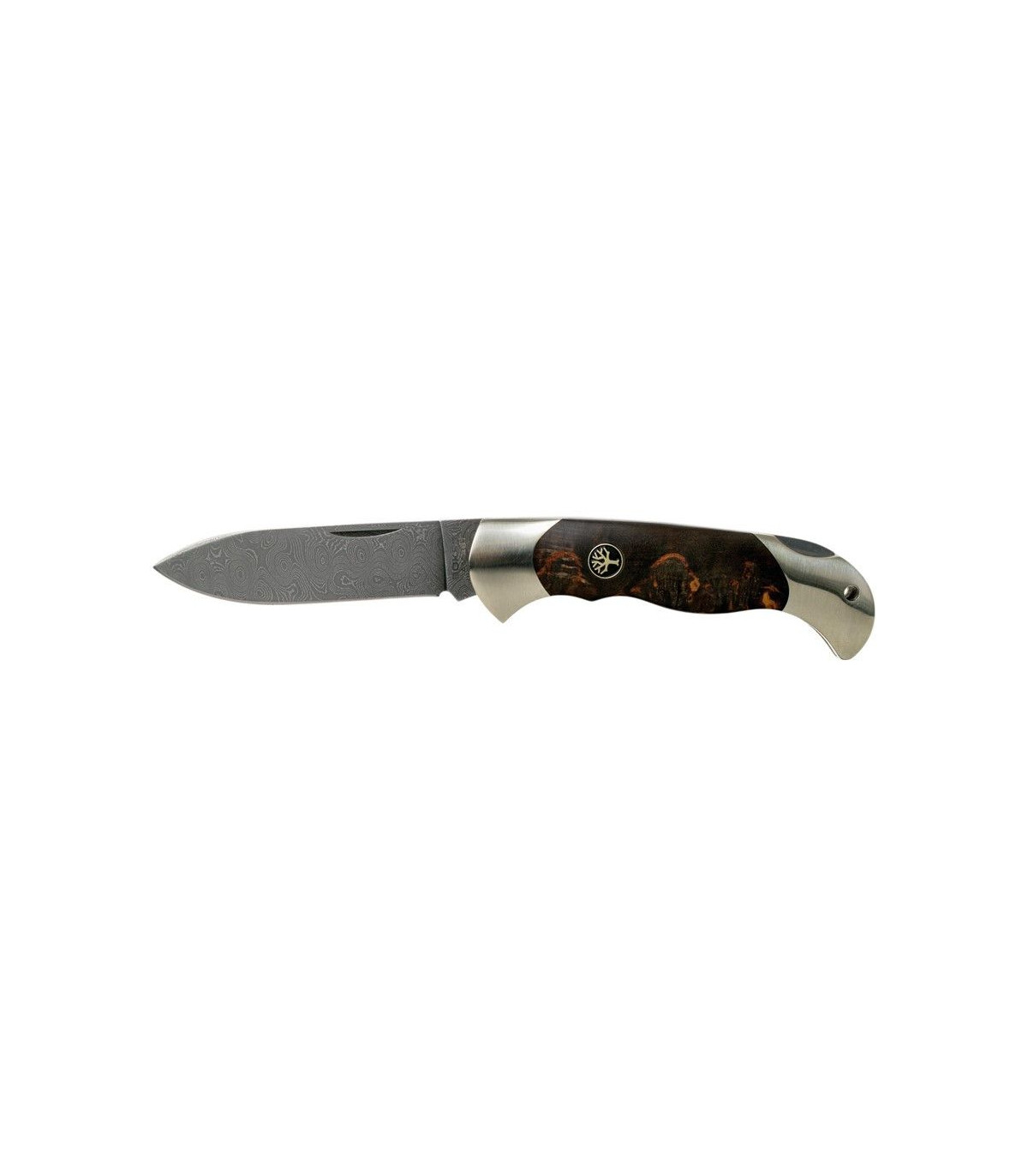 Navaja de LUJO "BÖKER SCOUT SPEARPOINT MASERBIRKE DAMAST" por 399,00 €