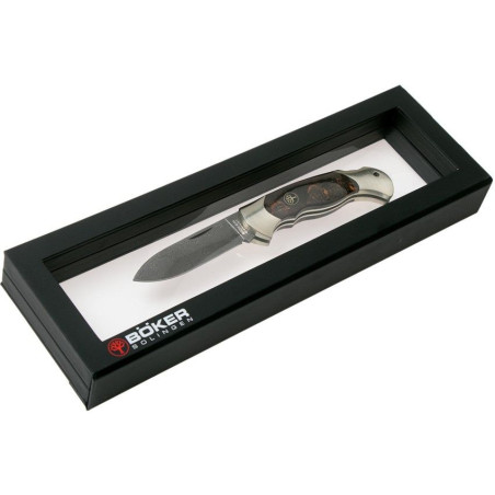 Navaja de LUJO "BÖKER SCOUT SPEARPOINT MASERBIRKE DAMAST" por 399,00 €
