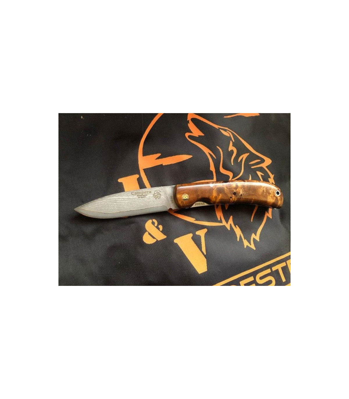 Navaja Campera de LUJO madera estabilizada naranja J&V CDA 1416-MEN-VG10 por 131,70 €