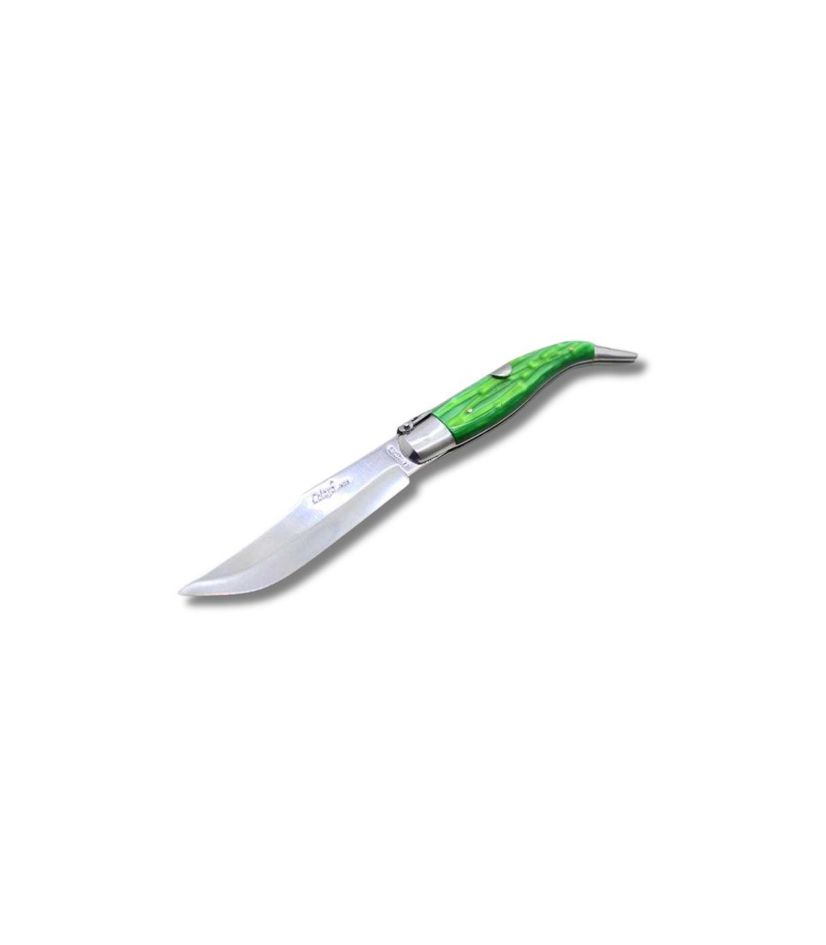 NAVAJA ARTESANA ALBACETEÑA ACRÍLICO VERDE CON VIROLA CELAYA 1120-PVE INOX