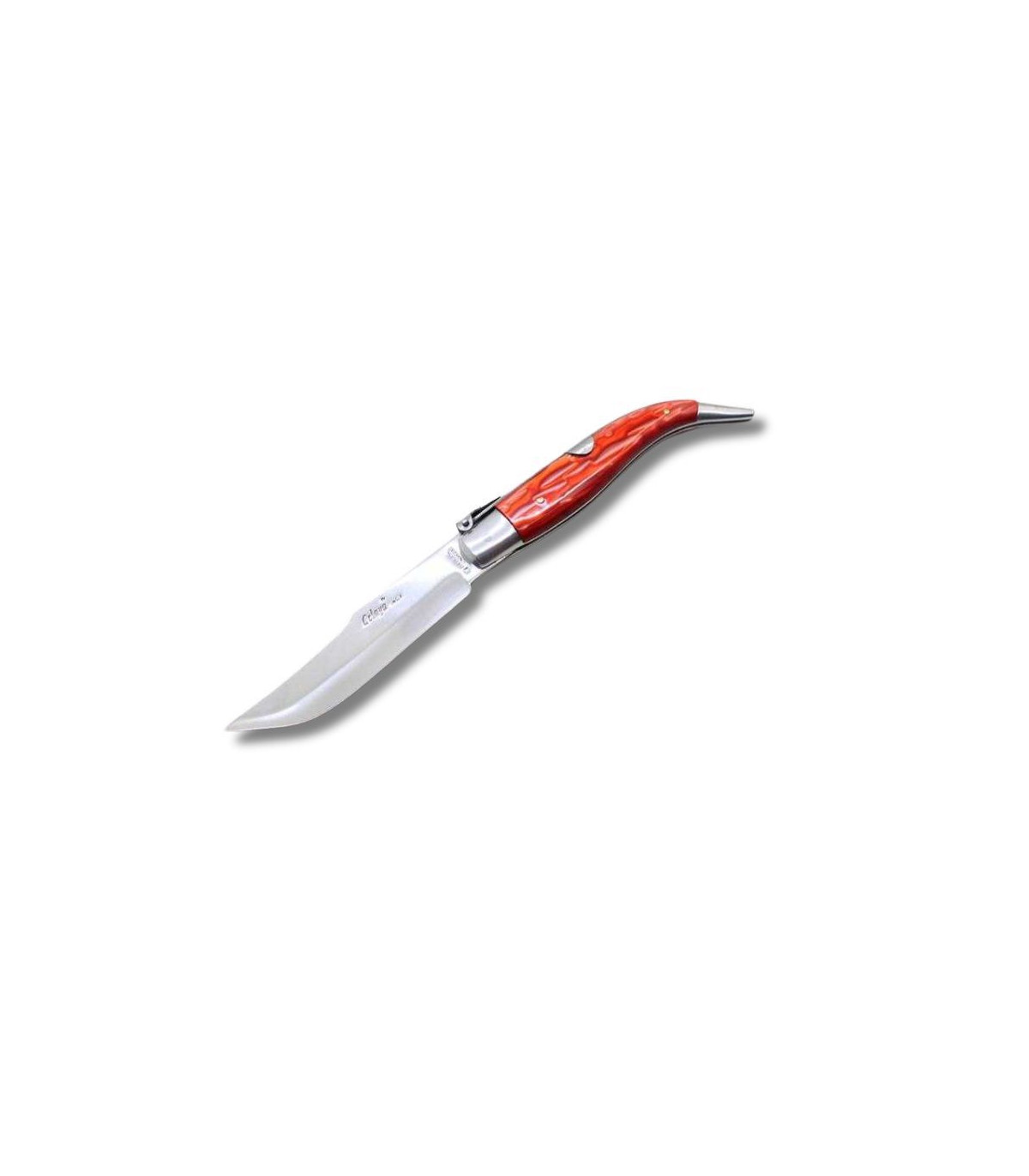 NAVAJA ARTESANA ALBACETEÑA ACRÍLICO ROJO CON VIROLA  CELAYA 1120-PRO INOX