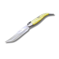 NAVAJA ARTESANA ALBACETEÑA ACRÍLICO AMARILLO CON VIROLA CELAYA 1120-PAM INOX