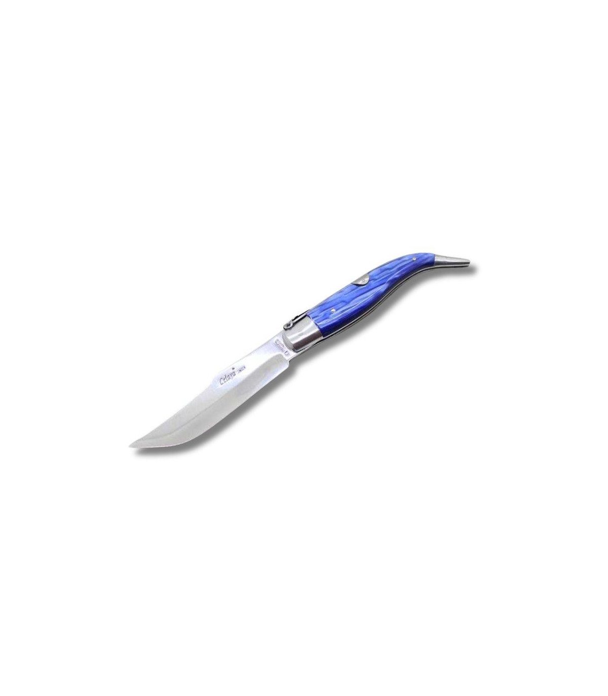 NAVAJA ARTESANA ALBACETEÑA ACRÍLICO AZUL CON VIROLA CELAYA 1120-PAZ INOX