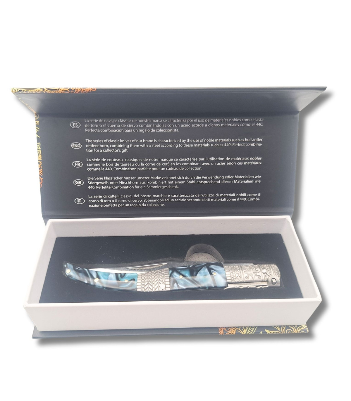 NAVAJA ARABE DECORADA ACRILICO AZUL THIRD N53AD D