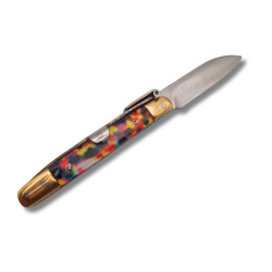 NAVAJA ARTESANA MACHETE LATON IMPRESION DE PISTO R.BUSTOS 1 A