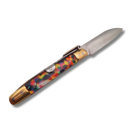 NAVAJA ARTESANA MACHETE LATON IMPRESION DE PISTO R.BUSTOS 1 A