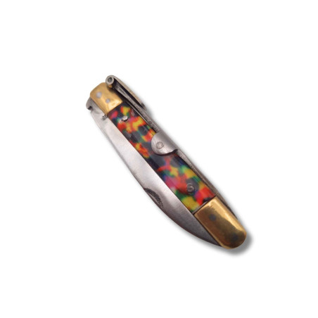 NAVAJA ARTESANA MACHETE LATON IMPRESION DE PISTO R.BUSTOS 1 C