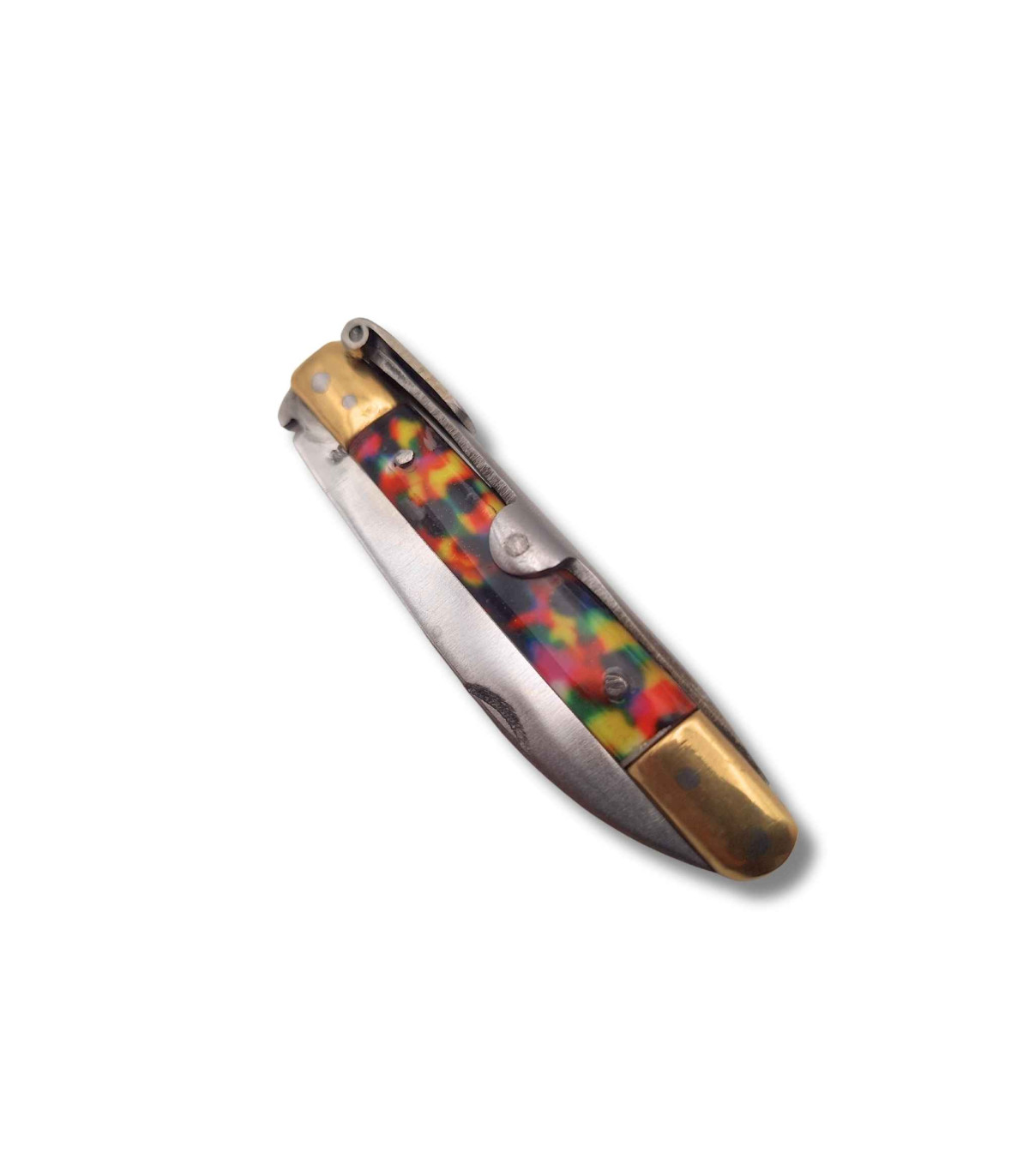 NAVAJA ARTESANA MACHETE LATON IMPRESION DE PISTO R.BUSTOS 1 C