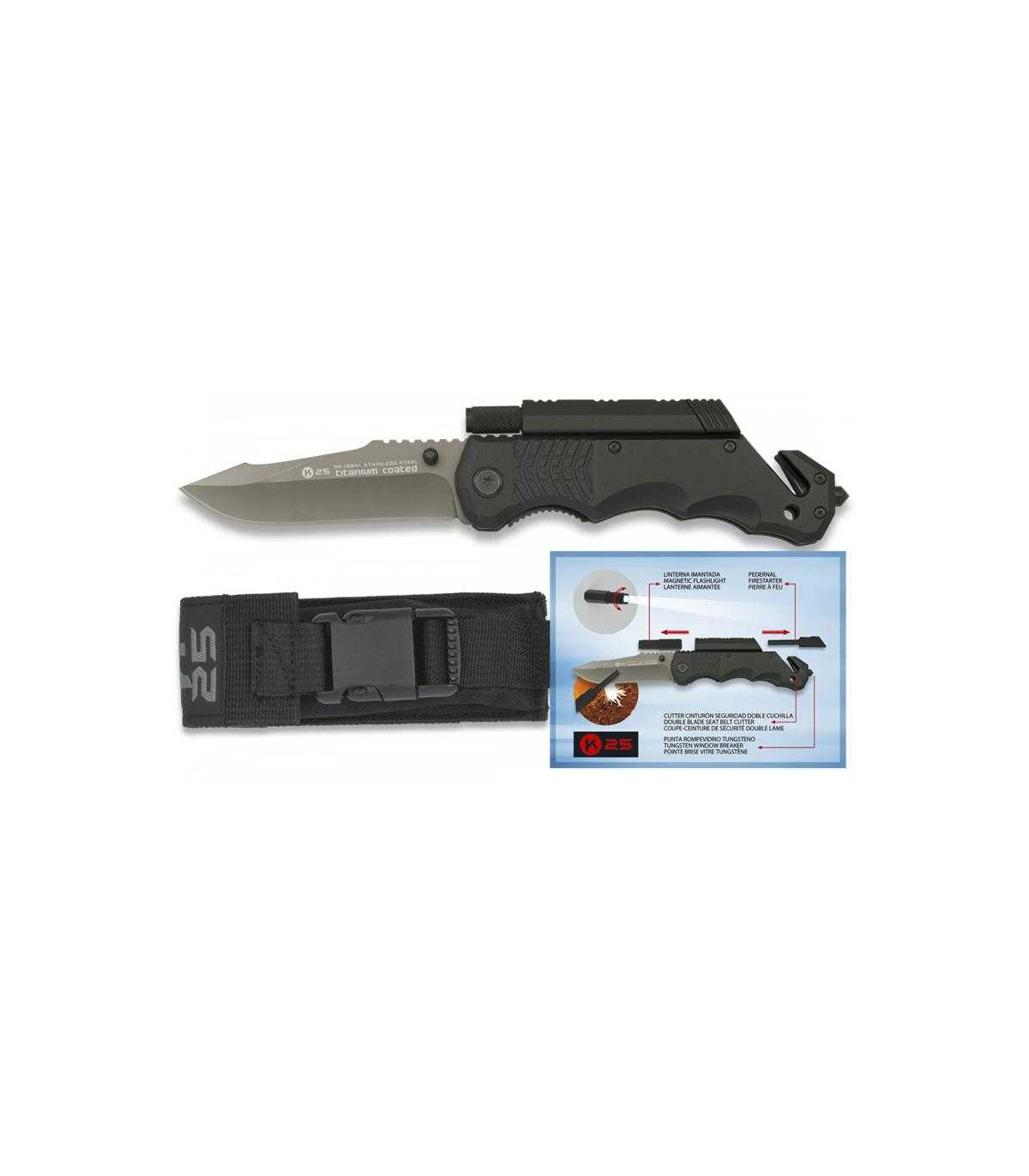 Navaja de SEGURIDAD linterna negra K-25 19541